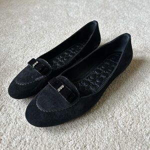 Coach black suede bow tie flats 6.5